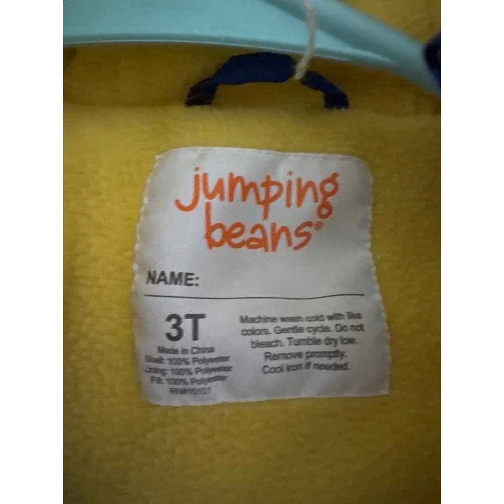 Jumping Beans Boys 3T Blue Dinosaur Print Fleece Lined Hooded Puffer Jacket Coat